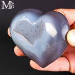 Hart in agaat met natuurlijke geode - Hoogte: 90 mm -, Verzamelen, Mineralen en Fossielen