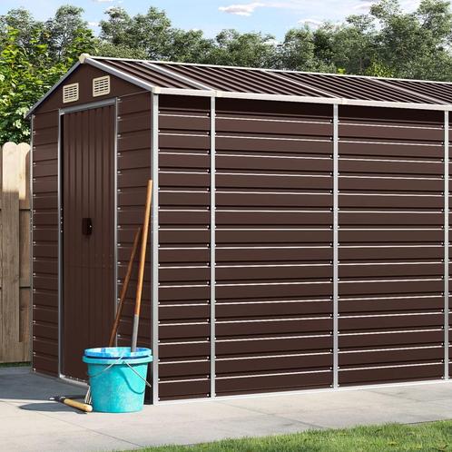 vidaXL Tuinschuur 191x980x198 cm gegalvaniseerd staal bruin, Tuin en Terras, Tuinhuizen, Nieuw, Verzenden