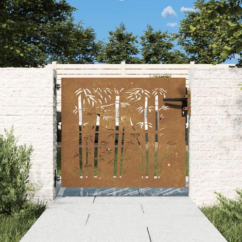 vidaXL Poort 85x75 cm bamboe-ontwerp cortenstaal, Tuin en Terras, Tuinpoorten, Nieuw, Verzenden