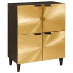 vidaXL Bijzetkast Zwart en Goud 60 x 33.5 x 75 cm massief, Huis en Inrichting, Verzenden, Nieuw