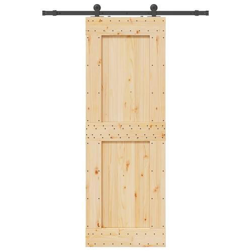vidaXL Schuifdeur met beslag 80x210 cm massief grenenhout, Doe-het-zelf en Bouw, Deuren en Vliegenramen, Nieuw, Verzenden