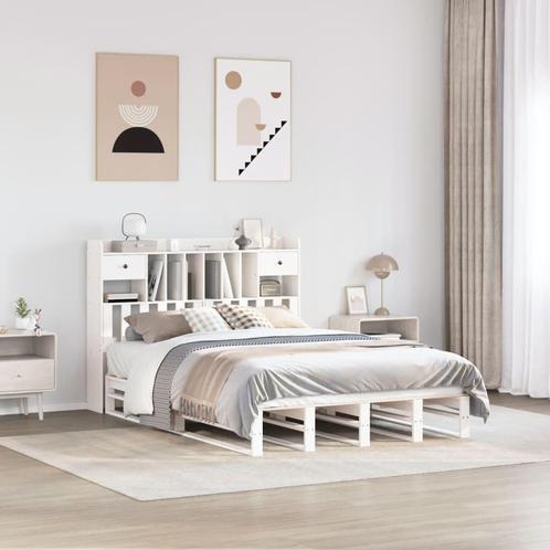 vidaXL Bed met boekenkast zonder matras grenenhout wit, Huis en Inrichting, Slaapkamer | Bedden, Nieuw, Verzenden