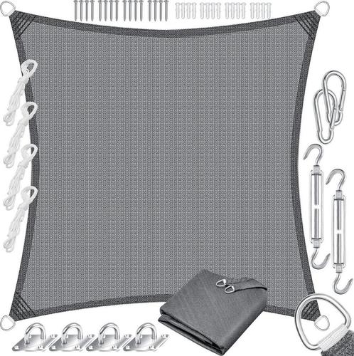 KESSER® Schaduwdoek 4x4m - Zonnezeil - Waterafstotend - Grij, Huis en Inrichting, Woonaccessoires | Overige, Verzenden