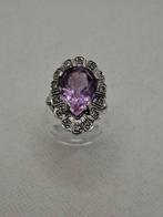 Ring - 18 karaat Witgoud Amethist - Diamant