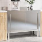 vidaXL Keukenwerktafel met schuifdeuren roestvrijstaal, Zakelijke goederen, Horeca | Overige, Verzenden