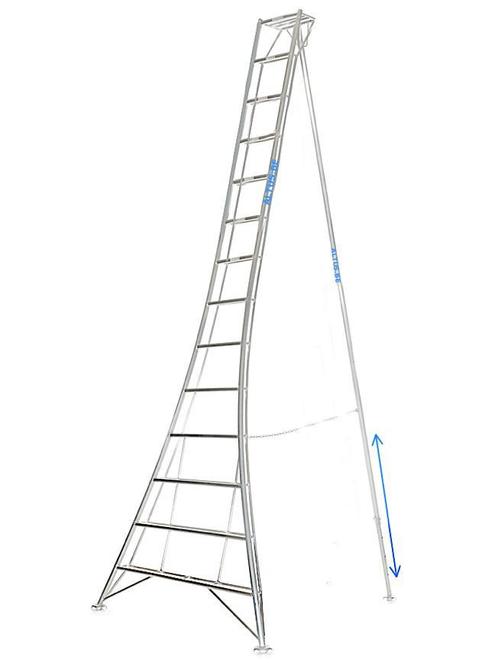 Vultur tripod ladder 420 cm met 1 poot verstelbaar, Doe-het-zelf en Bouw, Ladders en Trappen, Ladder, Nieuw, 4 meter of meer, Ophalen of Verzenden