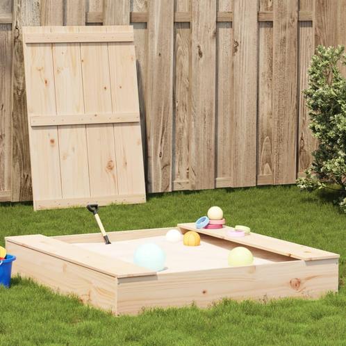vidaXL Zandbak met deksel 111x111x19,5 cm massief grenenhout, Kinderen en Baby's, Speelgoed | Buiten | Speeltoestellen, Nieuw