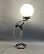 Tafellamp - Silhouet-lamp - Aluminium, Kristal - Art Deco