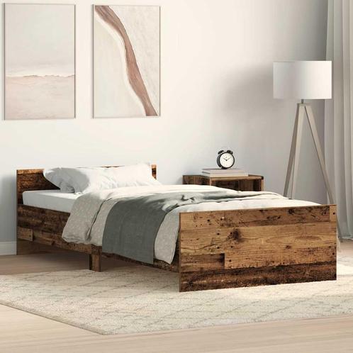 vidaXL Bedframe zonder matras 75x190 cm spaanplaat oud hout, Huis en Inrichting, Slaapkamer | Bedden, Nieuw, Verzenden