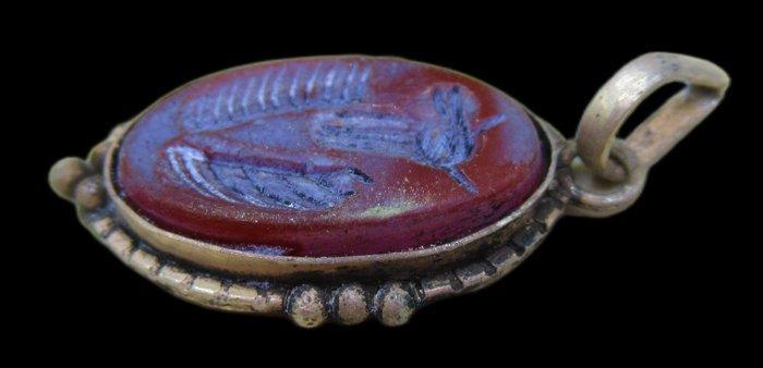 Post-médiéval pendentif antique en argent avec incrustation, Antiquités & Art, Antiquités | Autres Antiquités