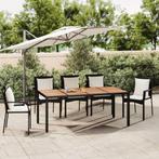 vidaXL Table de jardin plateau en bois Noir Résine, Jardin & Terrasse, Neuf, Verzenden