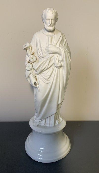 Beeld, Groot Sint Jozef met lelies - 27.5 cm - Biscuit, Antiek en Kunst, Antiek | Boeken en Manuscripten