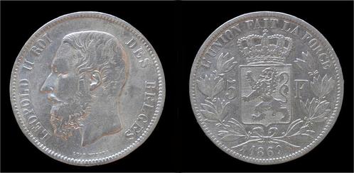 Belgium Leopold Ii 5 frank 1869 zilver, Postzegels en Munten, Munten | Europa | Niet-Euromunten, België, Verzenden