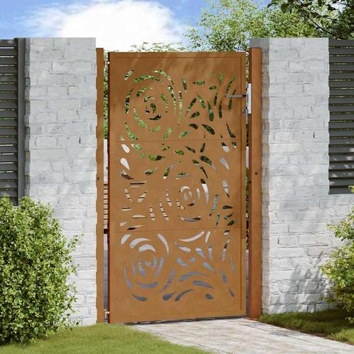 vidaXL Poort met vlamontwerp 105x155 cm weervast staal, Tuin en Terras, Tuinpoorten, Nieuw, Verzenden