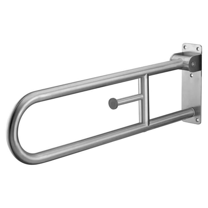RVS toiletbeugel opklapbaar 76 cm met toiletrolhouder, Diversen, Verpleegmiddelen, Ophalen of Verzenden
