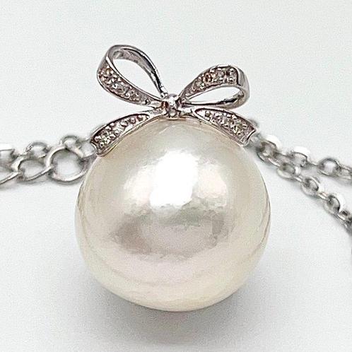 Zonder Minimumprijs - Hanger - 18 karaat Witgoud Parel -, Handtassen en Accessoires, Antieke sieraden