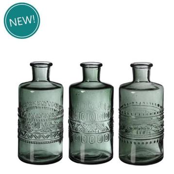 Gekleurd glazen flesje porto dark green  / stuk bottle ø7,5