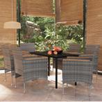 vidaXL 7-delige Tuinset met kussens grijs en zwart, Tuin en Terras, Tuinsets en Loungesets, Verzenden, Nieuw, Tuinset