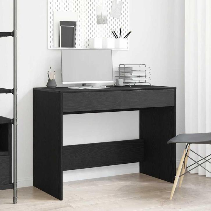 vidaXL Bureau 101x50x76,5 cm spaanplaat zwart eikenkleurig, Huis en Inrichting, Bureaus, Nieuw, Verzenden