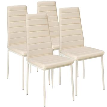 4 eetkamerstoelen, kunstleer - beige disponible aux enchères