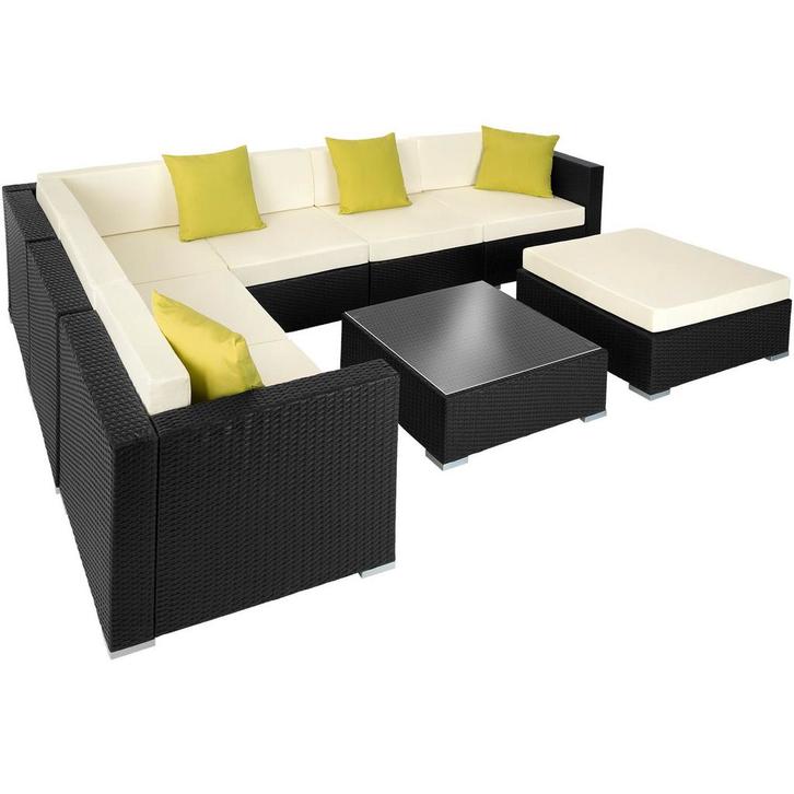 tectake Wicker loungeset met aluminium frame Marbella - zwar, Tuin en Terras, Tuinsets en Loungesets, Verzenden