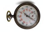 Antique Pocket Watch – 0.800 Silver Case – 24-Hour Dial -
