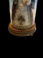 Maria onder stolp - Antiek - glas stof wax metaal en