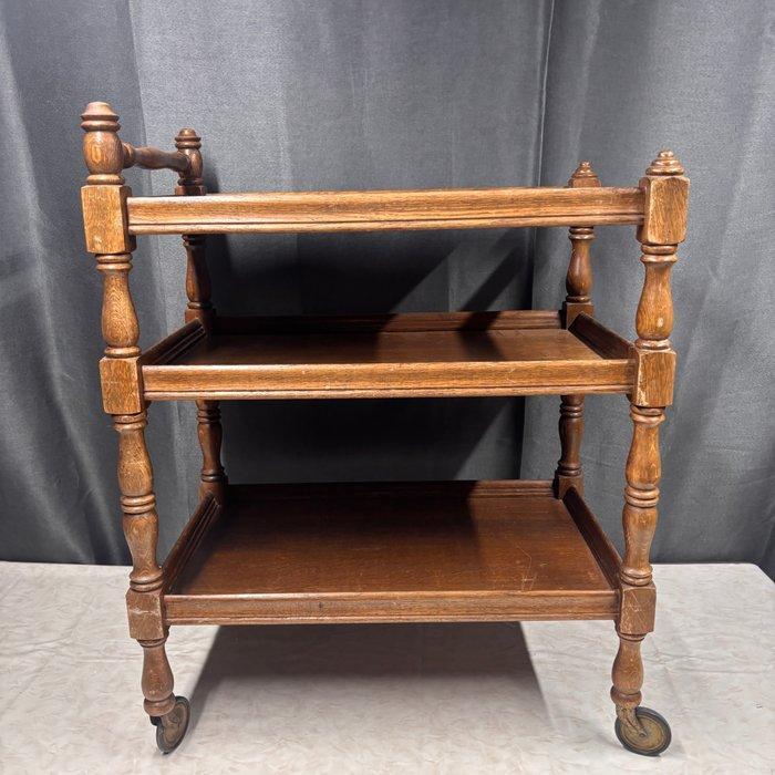 Serveerwagen - Klassieke 3-laags met gedraaide poten - Hout, Antiek en Kunst, Curiosa en Brocante