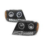 Phares Led Angel Eyes Pour Jeep Grand Cherokee 99-05 Noir, Auto-onderdelen, Verzenden, Nieuw