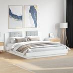vidaXL Bedframe met hoofdbord bewerkt hout wit 180x200 cm, Huis en Inrichting, Slaapkamer | Bedden, Verzenden, Nieuw