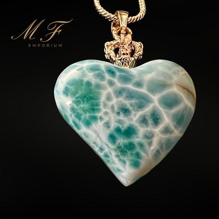 Premium - Hartvormige hanger van Larimar van de hoogste, Collections, Minéraux & Fossiles