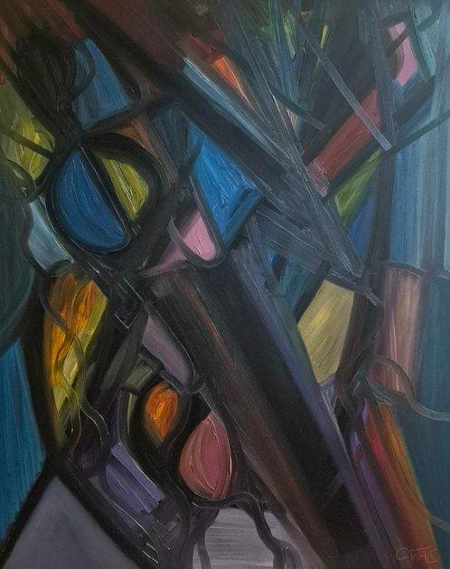 Bruno Cantais (1966) - Composition Abstraite, Antiek en Kunst, Kunst | Schilderijen | Modern