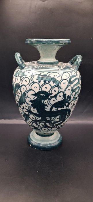 Vaas met dubbele oren - met oude draak schildering -, Antiek en Kunst, Antiek | Glaswerk en Kristal