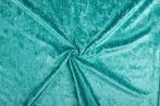 Crushed velvet zeeblauw stof - 10m rol - Velours stretch, Hobby en Vrije tijd, Verzenden, Nieuw