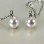 Zonder minimumprijs - Oorbellen Zilver Parel - Akoya RD Ø, Nieuw