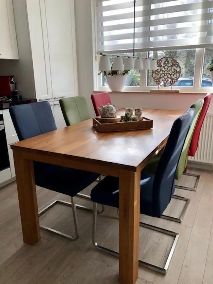 Set van 6 leren eetkamerstoelen met rvs poot, Huis en Inrichting, Stoelen, Nieuw, Eén, Ophalen of Verzenden