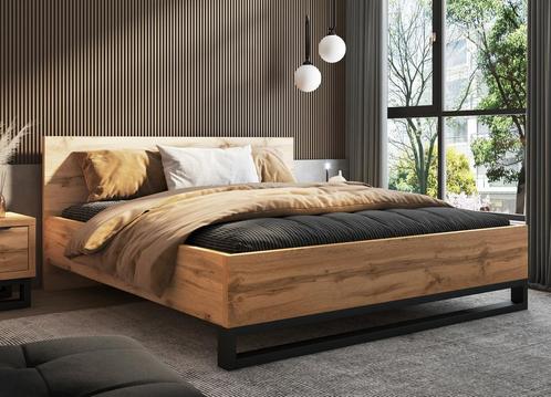 Houten Bed Halmstad - Eiken - Bedframe 140 x 200, Huis en Inrichting, Slaapkamer | Bedden, Nieuw, Verzenden