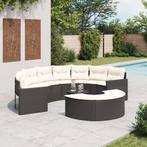 vidaXL 3-delige Loungeset halfrond poly rattan zwart, Verzenden, Nieuw