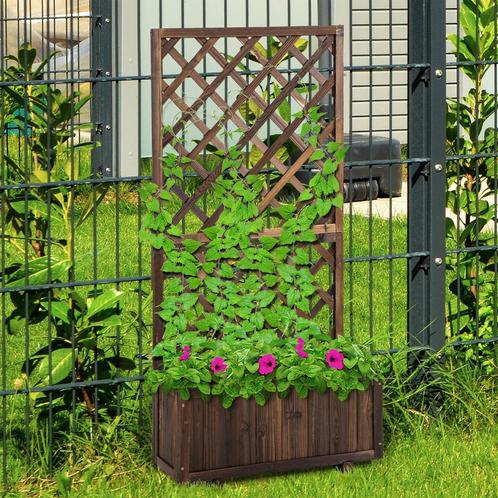 Plantenbak -  - Verhoogd met klimrek - Bloembak - Zwart, Tuin en Terras, Bloembakken en Plantenbakken, Nieuw, Ophalen of Verzenden