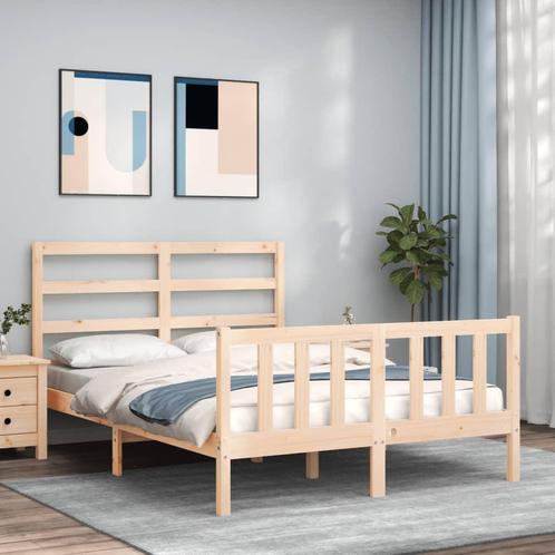 vidaXL Bedframe met hoofdbord massief hout 120x200 cm, Huis en Inrichting, Slaapkamer | Bedden, Nieuw, Verzenden