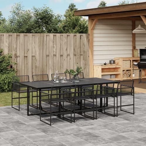 vidaXL 9-delige Tuinset poly rattan zwart, Tuin en Terras, Tuinsets en Loungesets, Tuinset, Nieuw, Verzenden