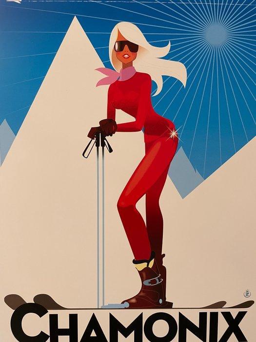 Monsieur Z - Affiche de Tourisme Chamonix - Skieuse, les, Antiek en Kunst, Kunst | Tekeningen en Fotografie