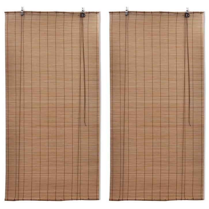 vidaXL Rolgordijnen 2 st 120x220 cm bamboe bruin, Huis en Inrichting, Stoffering | Gordijnen en Lamellen, Nieuw, Verzenden
