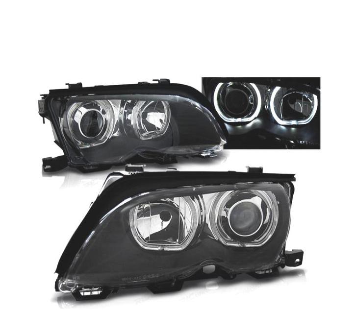 PHARES BMW E46 01-05 LED ANGEL EYES NOIR, Autos : Pièces & Accessoires, Éclairage, Envoi