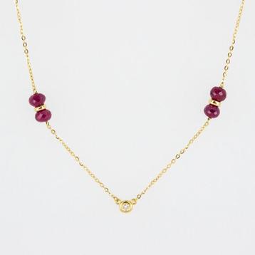 Hanger - 18 karaat Geel goud Diamant (Natuurlijk) - Robijn