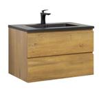 Badkamermeubel Set Angela 80cm Eiken Badmeubel, Huis en Inrichting, Badkamer | Badkamermeubels, Verzenden, Nieuw