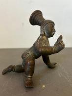 Beeldje - Krishna bambino - 8,5 x 10 cm - Brons