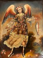 Peruvian Cuzco school (XX) - Archangel St Raphael with fish, Antiek en Kunst