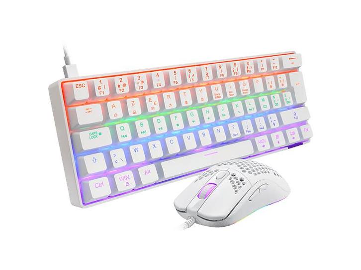 ISY -   Gaming Toetsenbord Azerty + Gamingmuis - Wit, Informatique & Logiciels, Claviers, Envoi