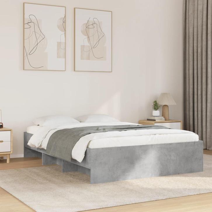 vidaXL Bedframe bewerkt hout betongrijs 140x200 cm, Huis en Inrichting, Slaapkamer | Bedden, Nieuw, Verzenden